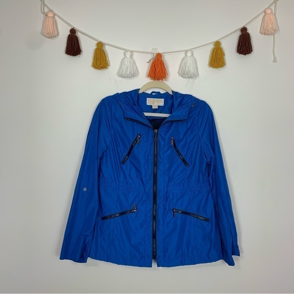 Michael Kors Royal Blue Windbreaker Jacket Size Medium Petite
